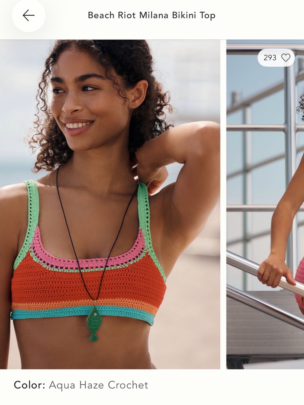 Beach Riot Milana Crochet Bikini Top - Orange, Pink & Green